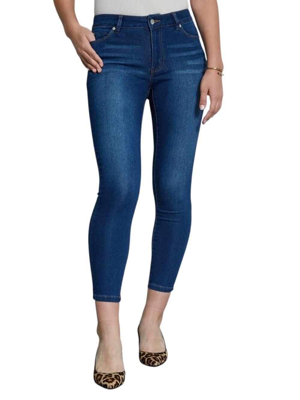 Tahari Jeans, Indigo Mid-Rise Ankle Skinny Y2K Crop Denim, Size 16, W33